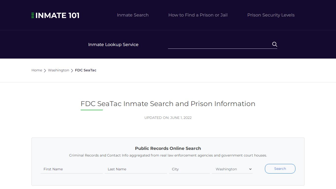 FDC SeaTac Inmate Search | Lookup | Roster